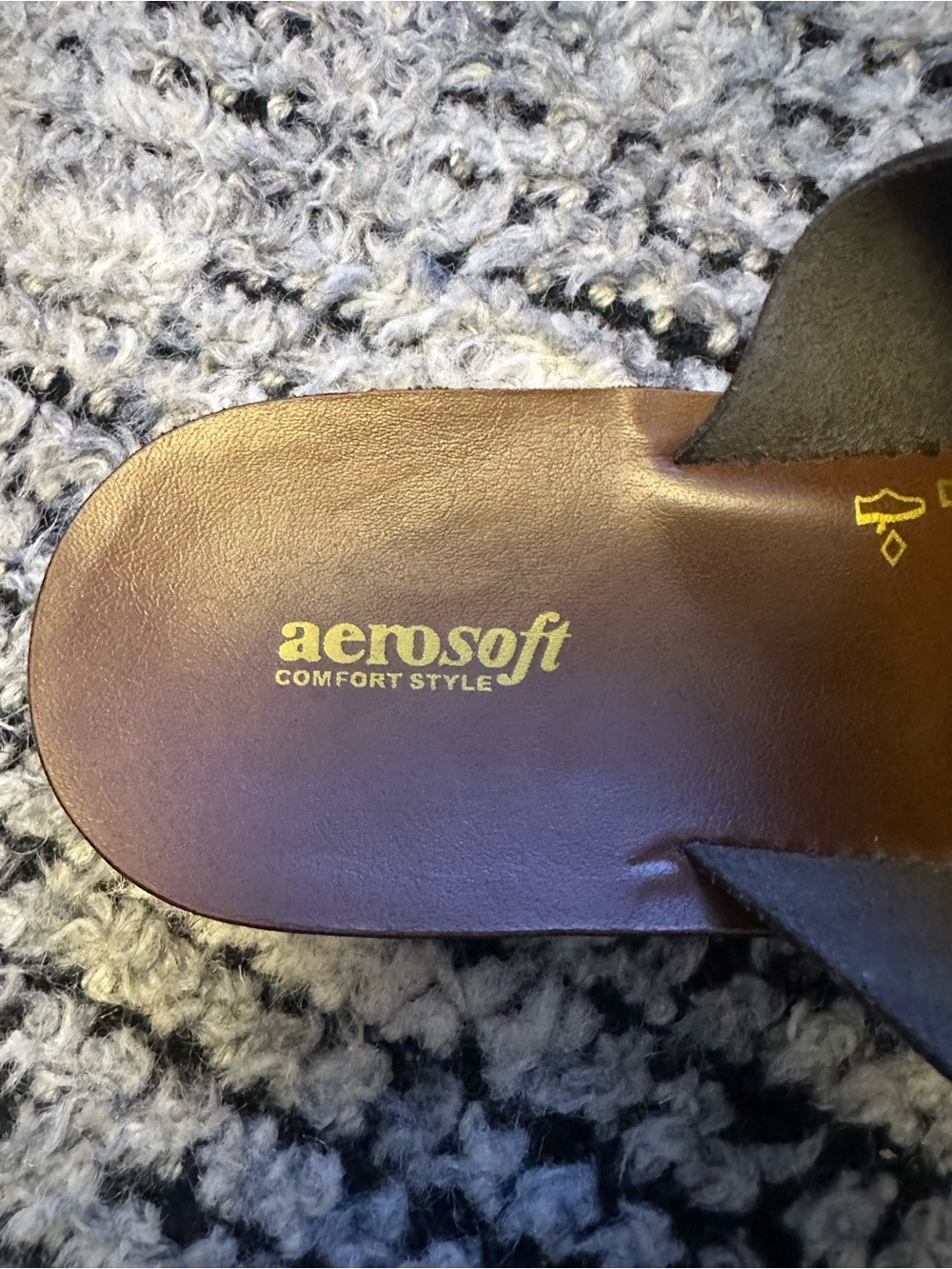 Aerosoft comfort Black Leather Slide Sandals size 9 - Picture 3 of 7